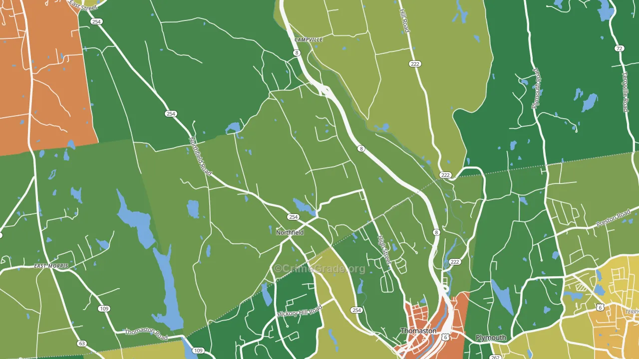 Northfield, CT Map of Drug-Related Crime Rates