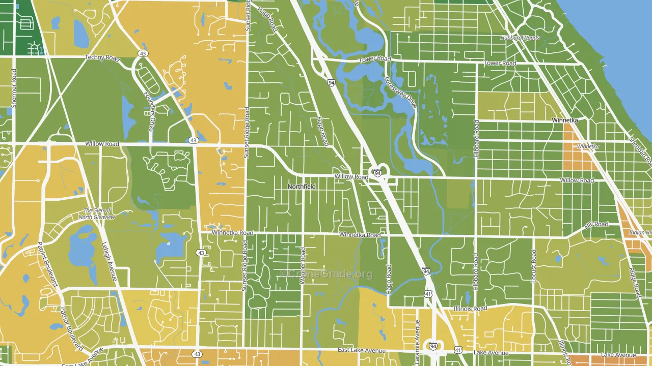 Northfield, IL Map of Drug-Related Crime Rates