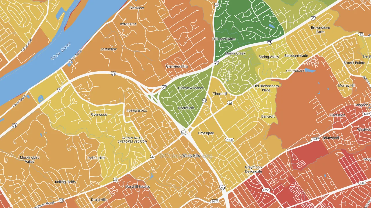Northfield, KY Map of Drug-Related Crime Rates