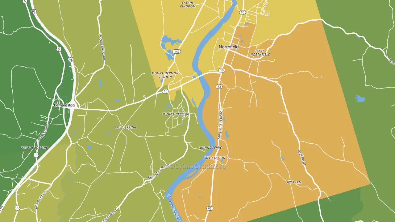 Northfield, MA Map of Drug-Related Crime Rates
