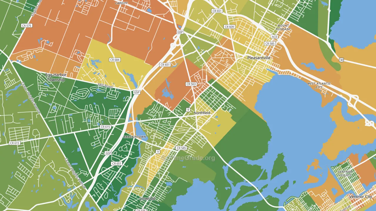 Northfield, NJ Map of Drug-Related Crime Rates