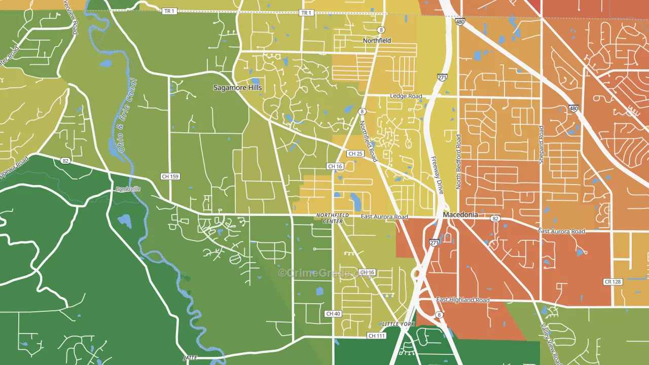 Northfield, OH Map of Drug-Related Crime Rates