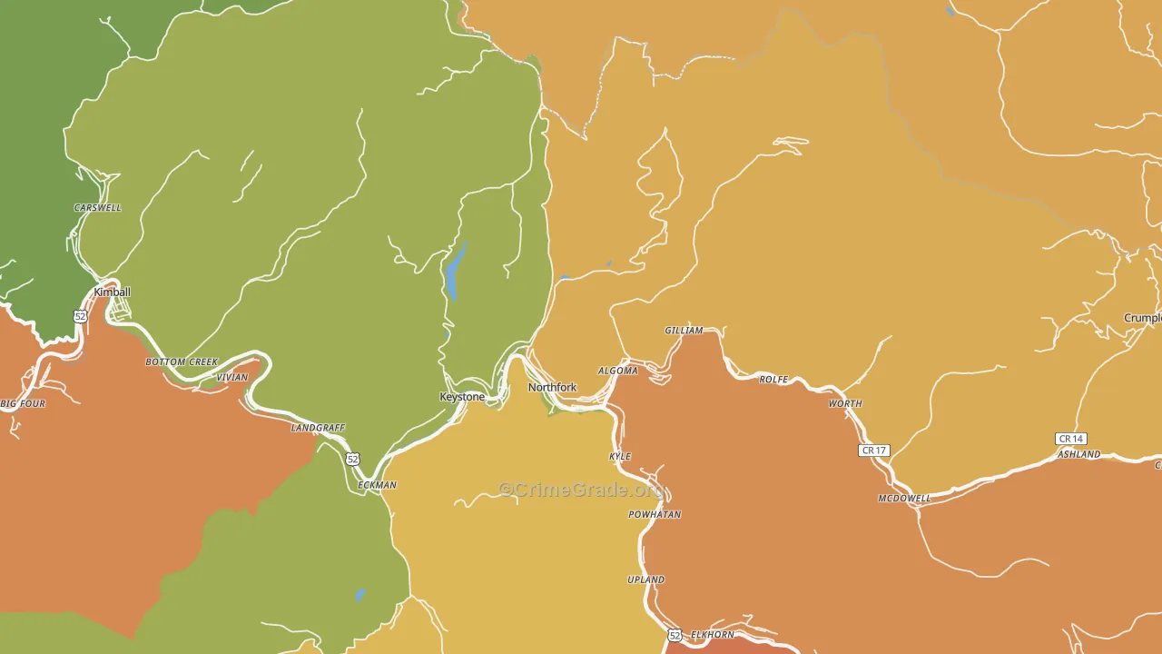 Northfork, WV Map of Drug-Related Crime Rates