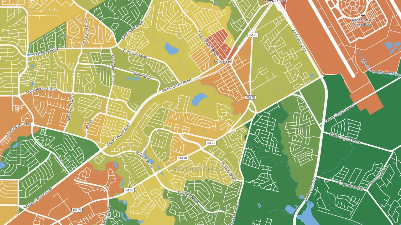Northhampton, Converse, TX Map of Drug-Related Crime Rates