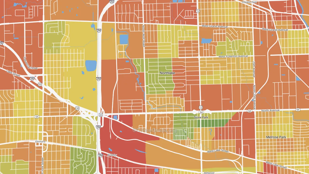 Northlake, IL Map of Drug-Related Crime Rates
