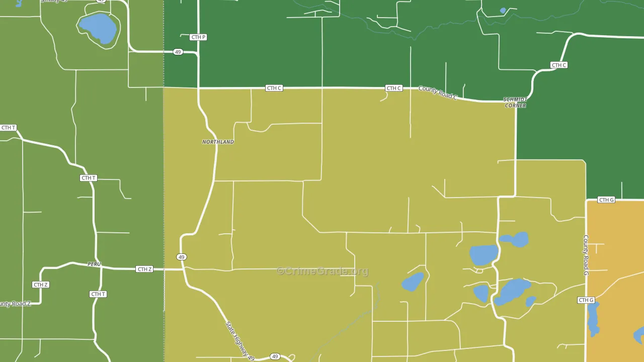 Northland, WI Map of Drug-Related Crime Rates