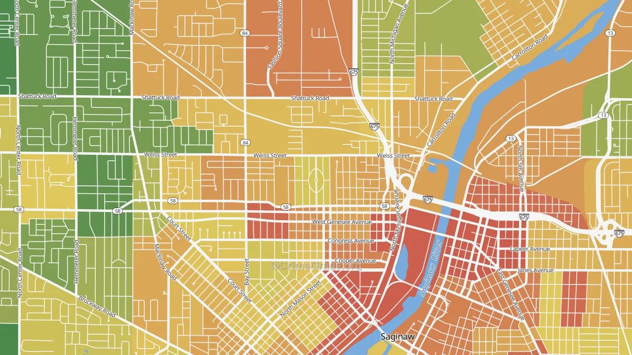 Northmoor, Saginaw, MI Map of Drug-Related Crime Rates