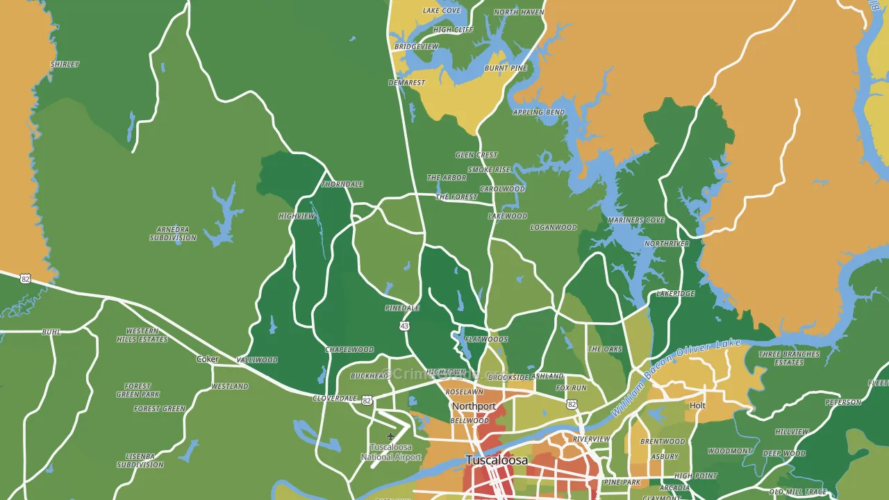 Northport, AL Map of Drug-Related Crime Rates