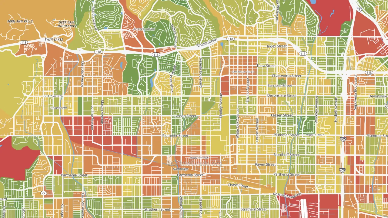 Northridge, CA Map of Drug-Related Crime Rates
