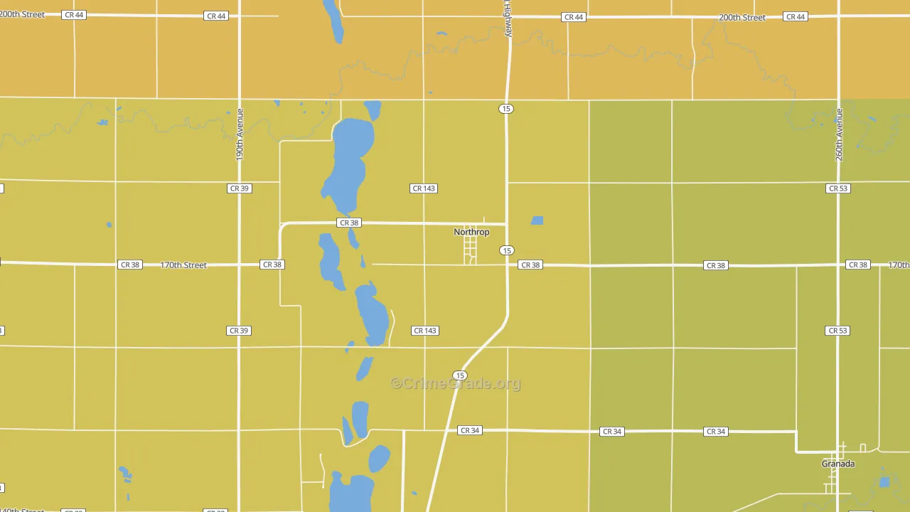 Northrop, MN Map of Drug-Related Crime Rates