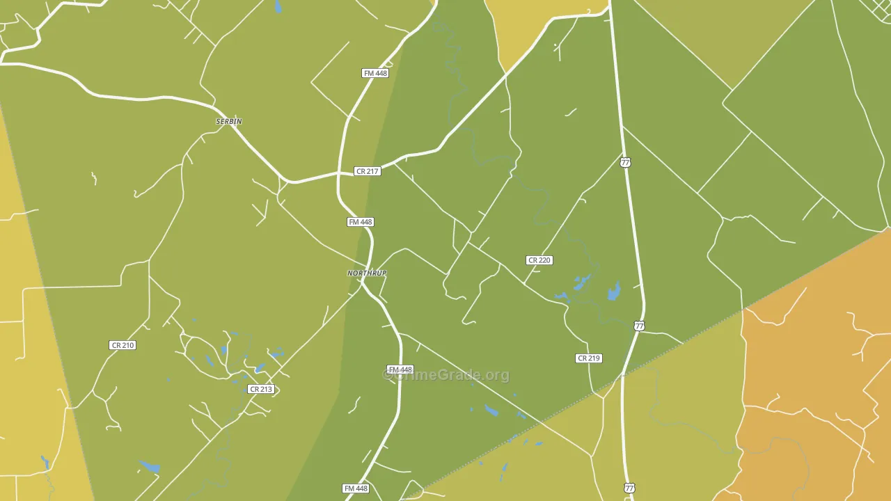 Northrup, TX Map of Drug-Related Crime Rates
