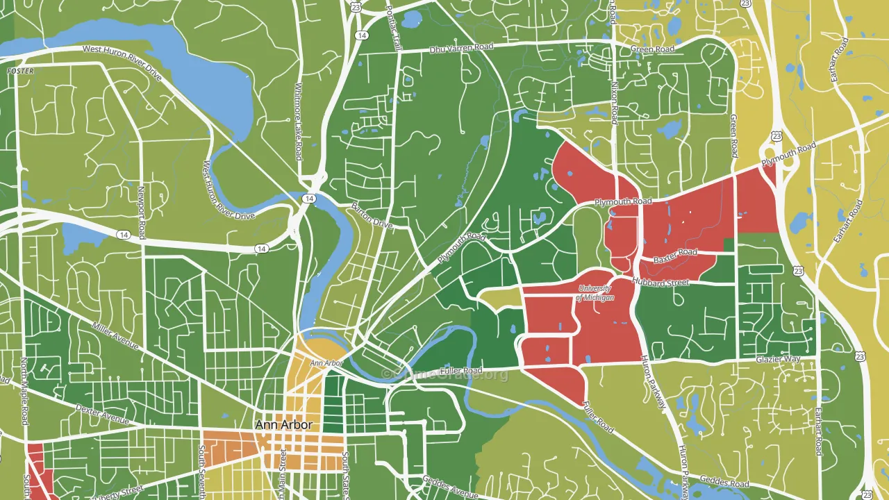Northside Ann Arbor, Ann Arbor, MI Map of Drug-Related Crime Rates