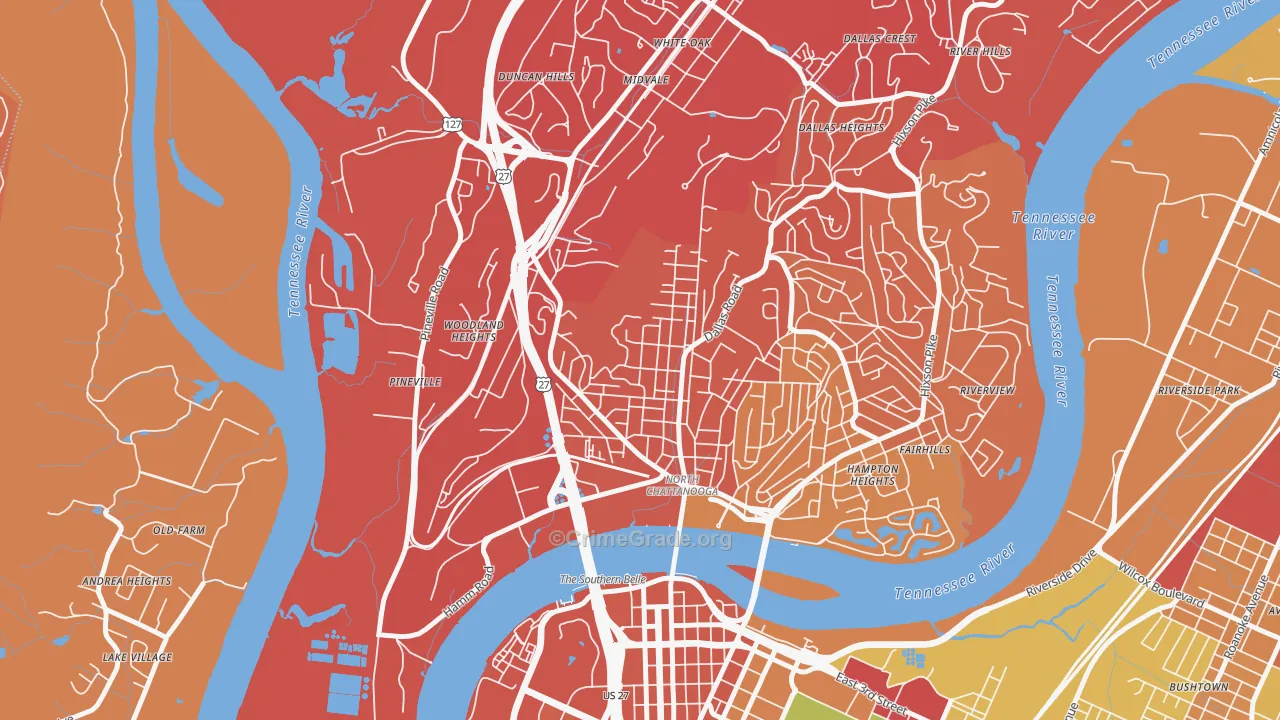 Northside Community, Chattanooga, TN Map of Drug-Related Crime Rates