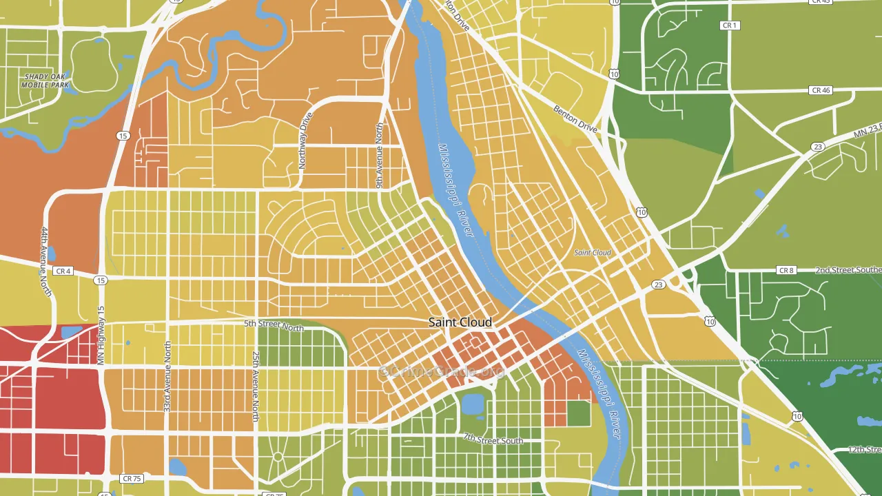 Northside Hester Park, St. Cloud, MN Map of Drug-Related Crime Rates
