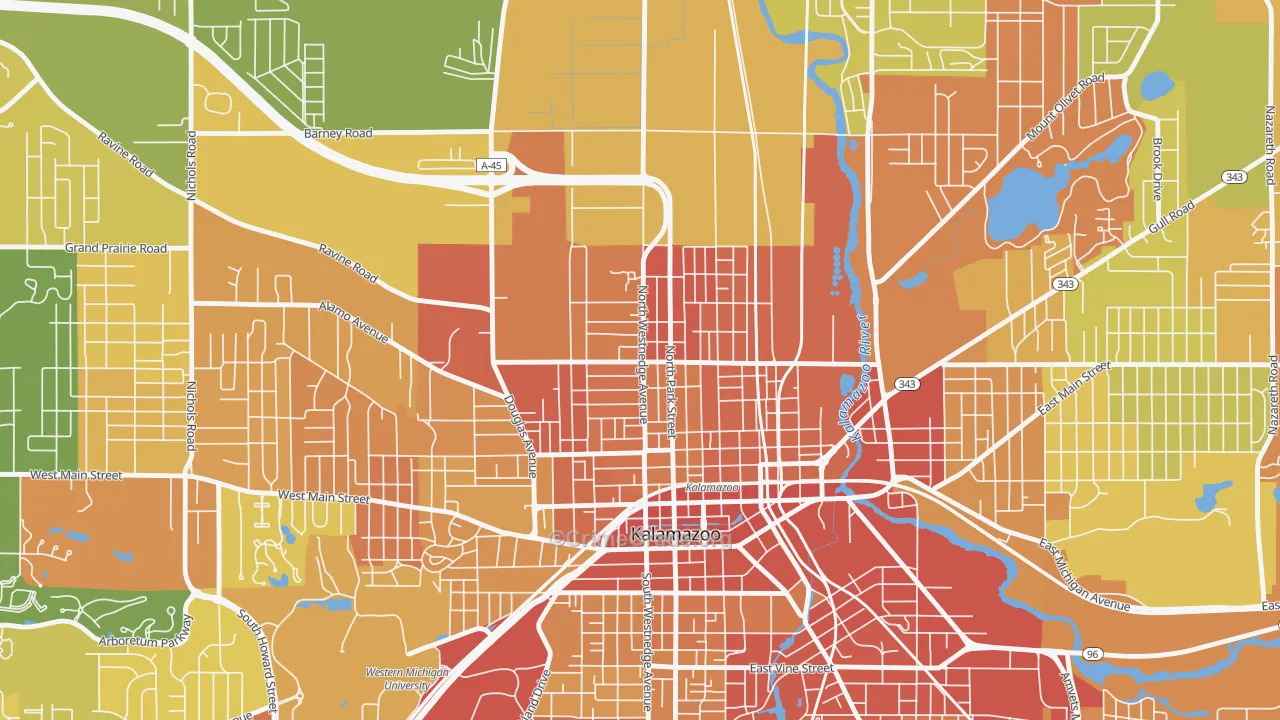 Northside, Kalamazoo, MI Map of Drug-Related Crime Rates