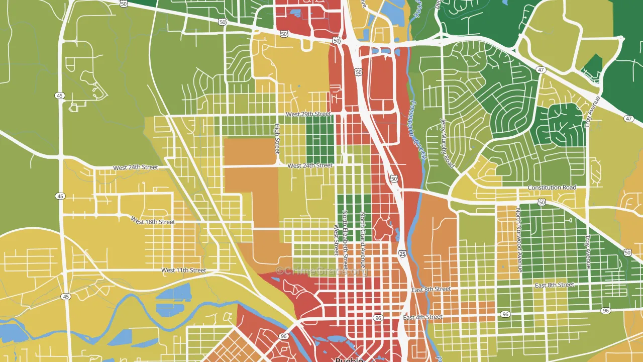 Northside, Pueblo, CO Map of Drug-Related Crime Rates