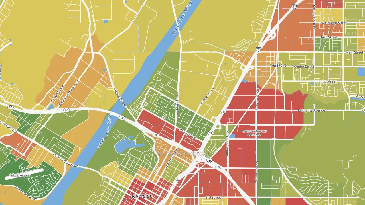Northside, Riverside, CA Map of Drug-Related Crime Rates