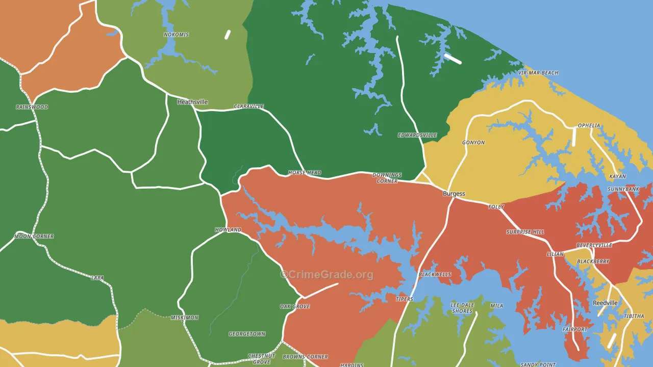 Northumberland County, VA Map of Drug-Related Crime Rates