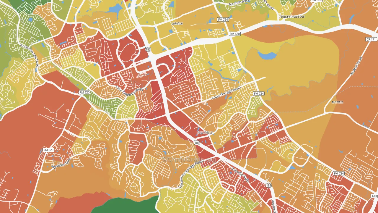 Northwest Austin, Austin, TX Map of Drug-Related Crime Rates