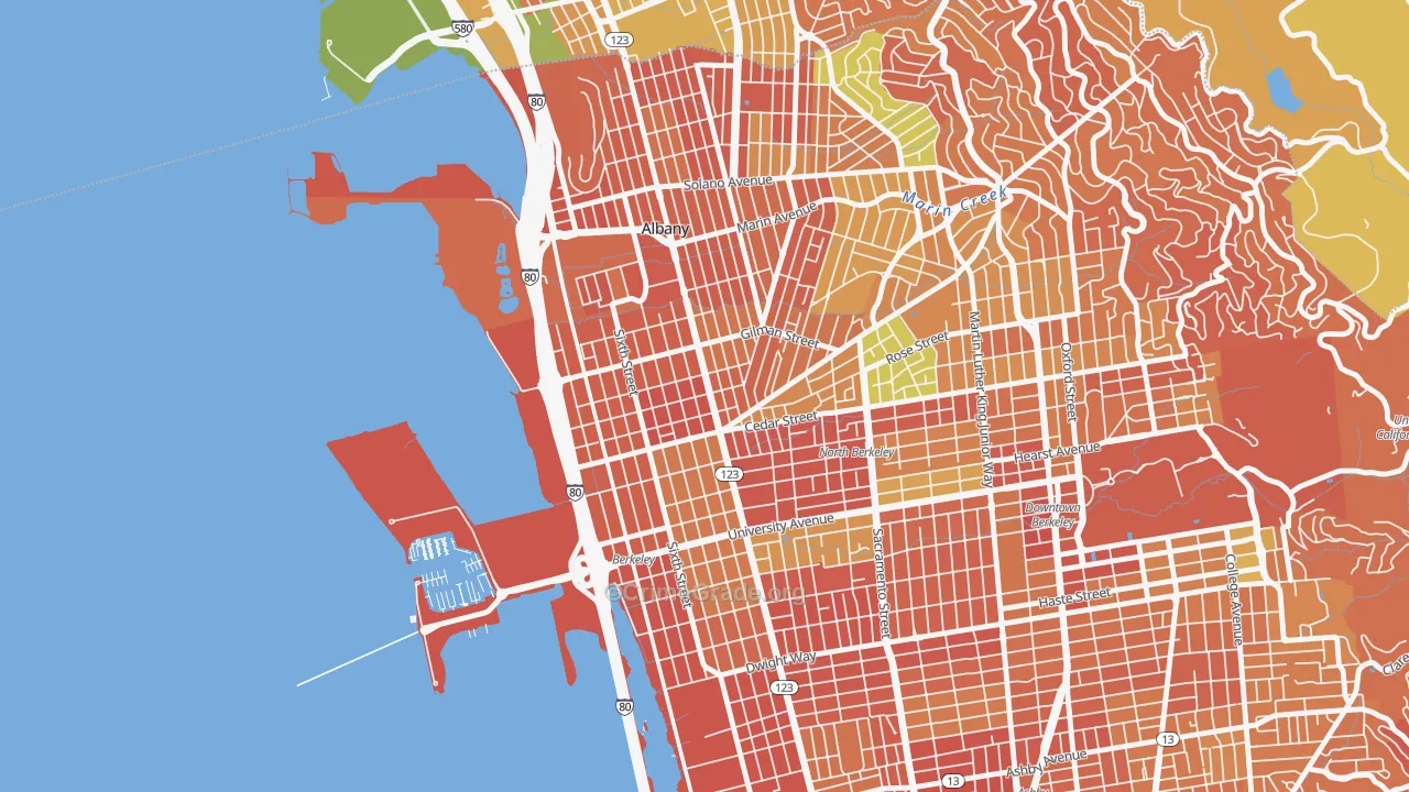 Northwest Berkeley, Berkeley, CA Map of Drug-Related Crime Rates
