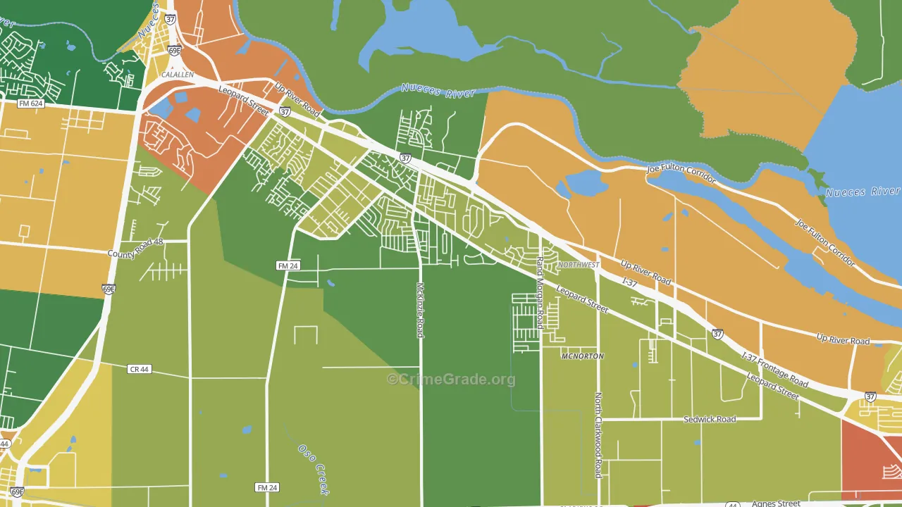 Northwest Corpus Christi, Corpus Christi, TX Map of Drug-Related Crime Rates