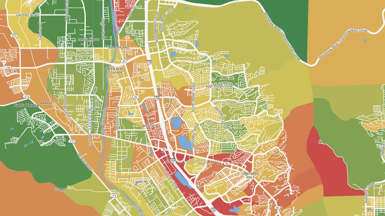 Northwest, El Paso, TX Map of Drug-Related Crime Rates