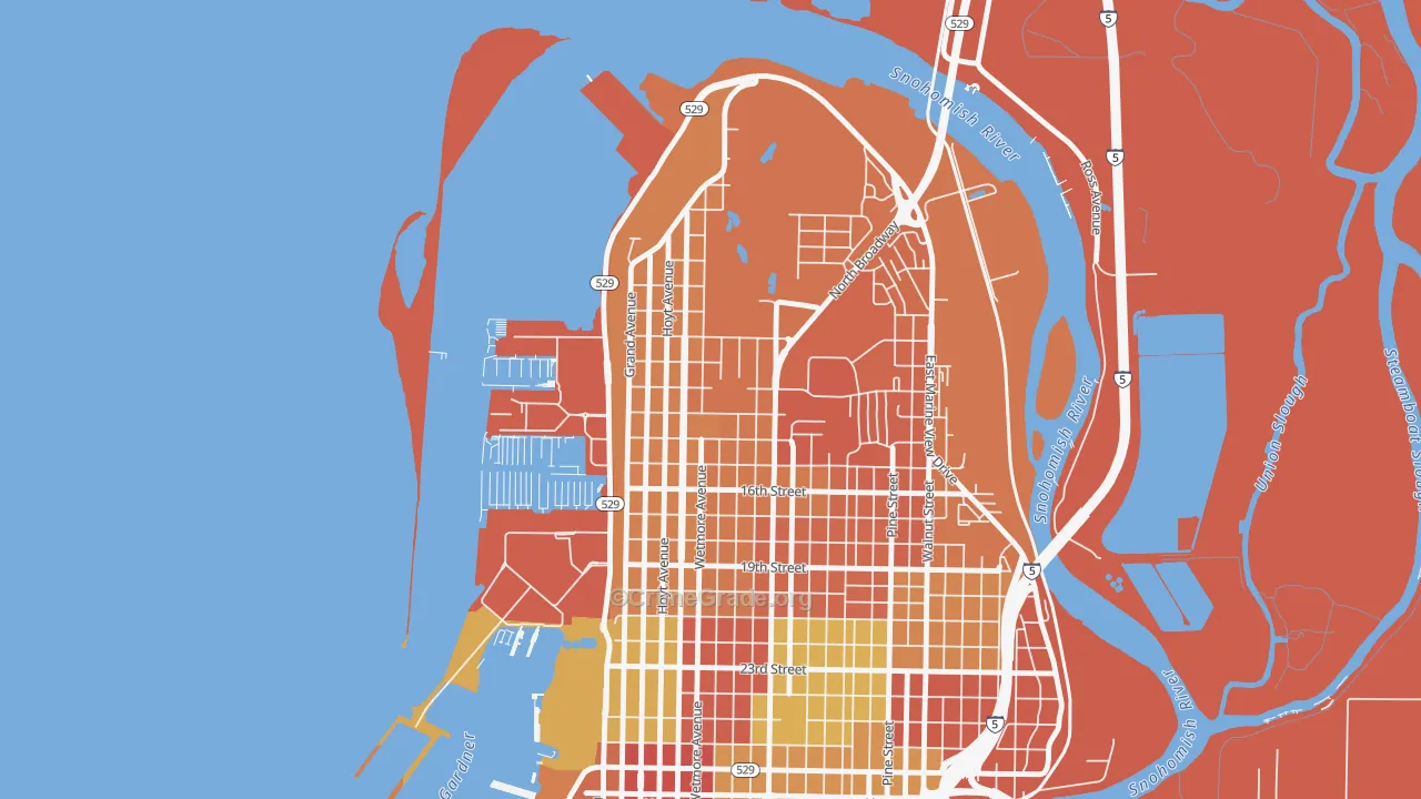 Northwest Everett, Everett, WA Map of Drug-Related Crime Rates