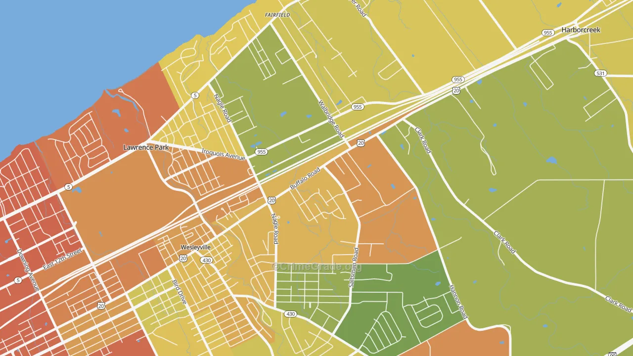 Northwest Harborcreek, PA Map of Drug-Related Crime Rates