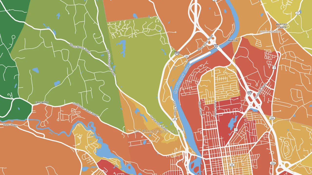 Northwest, Manchester, NH Map of Drug-Related Crime Rates