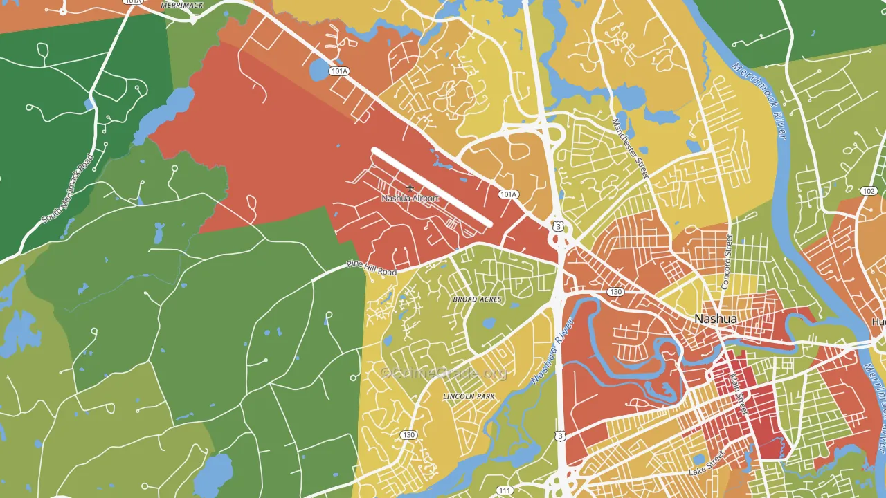 Northwest Nashua, Nashua, NH Map of Drug-Related Crime Rates