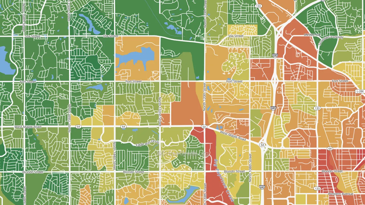 Northwest Omaha, Omaha, NE Map of Drug-Related Crime Rates
