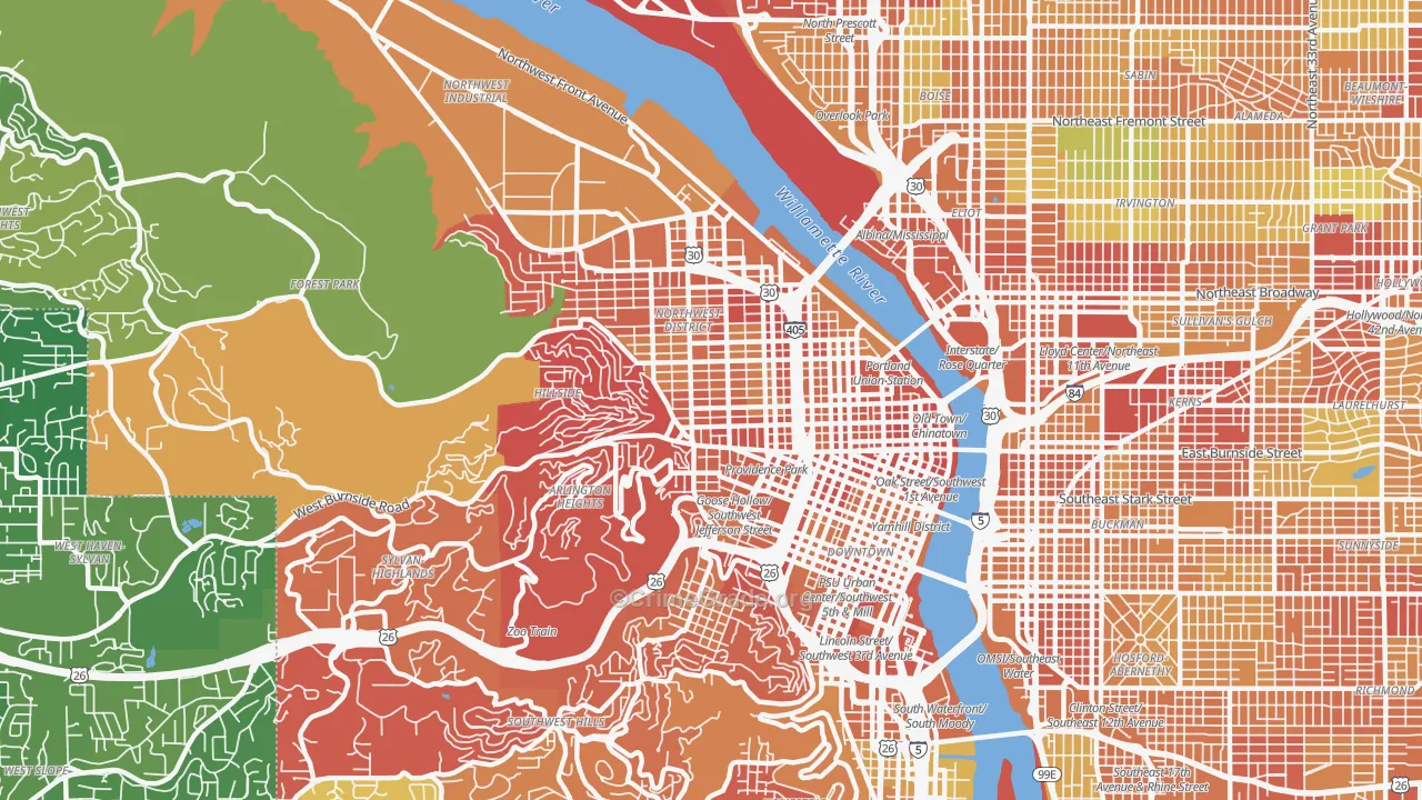 Northwest, Portland, OR Map of Drug-Related Crime Rates