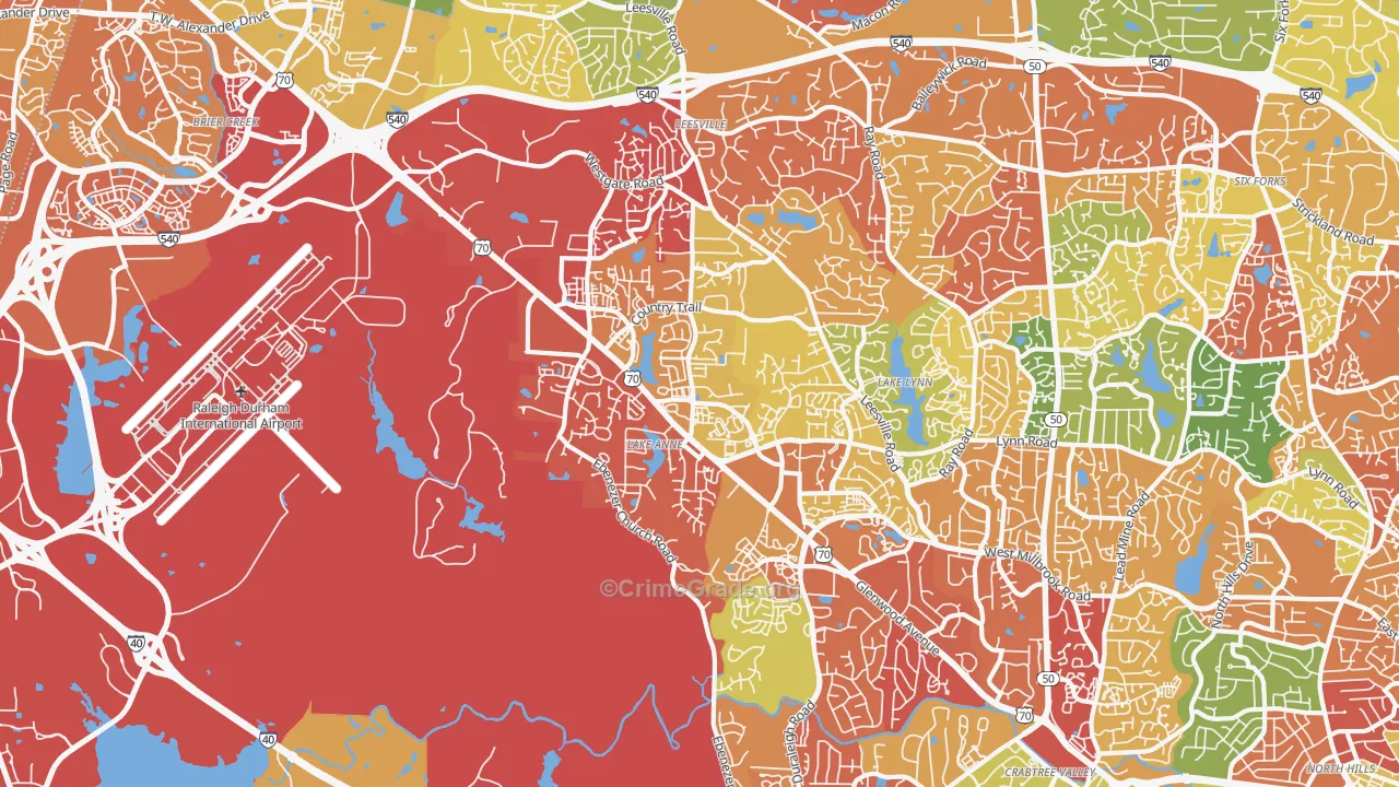 Northwest Raleigh, Raleigh, NC Map of Drug-Related Crime Rates