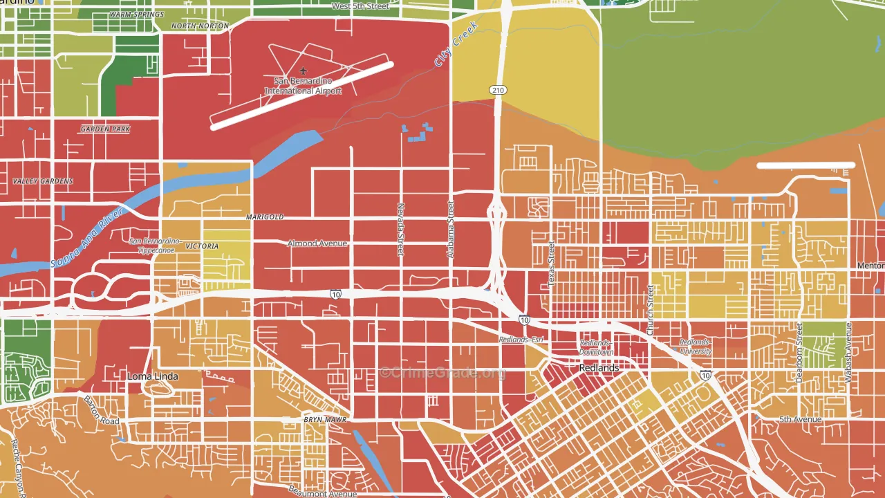 Northwest Redlands, Redlands, CA Map of Drug-Related Crime Rates