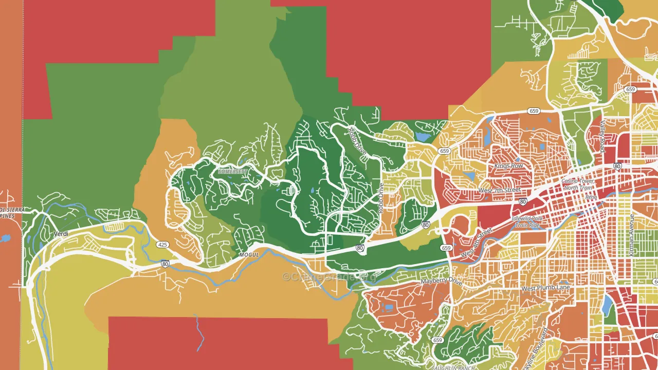Northwest, Reno, NV Map of Drug-Related Crime Rates