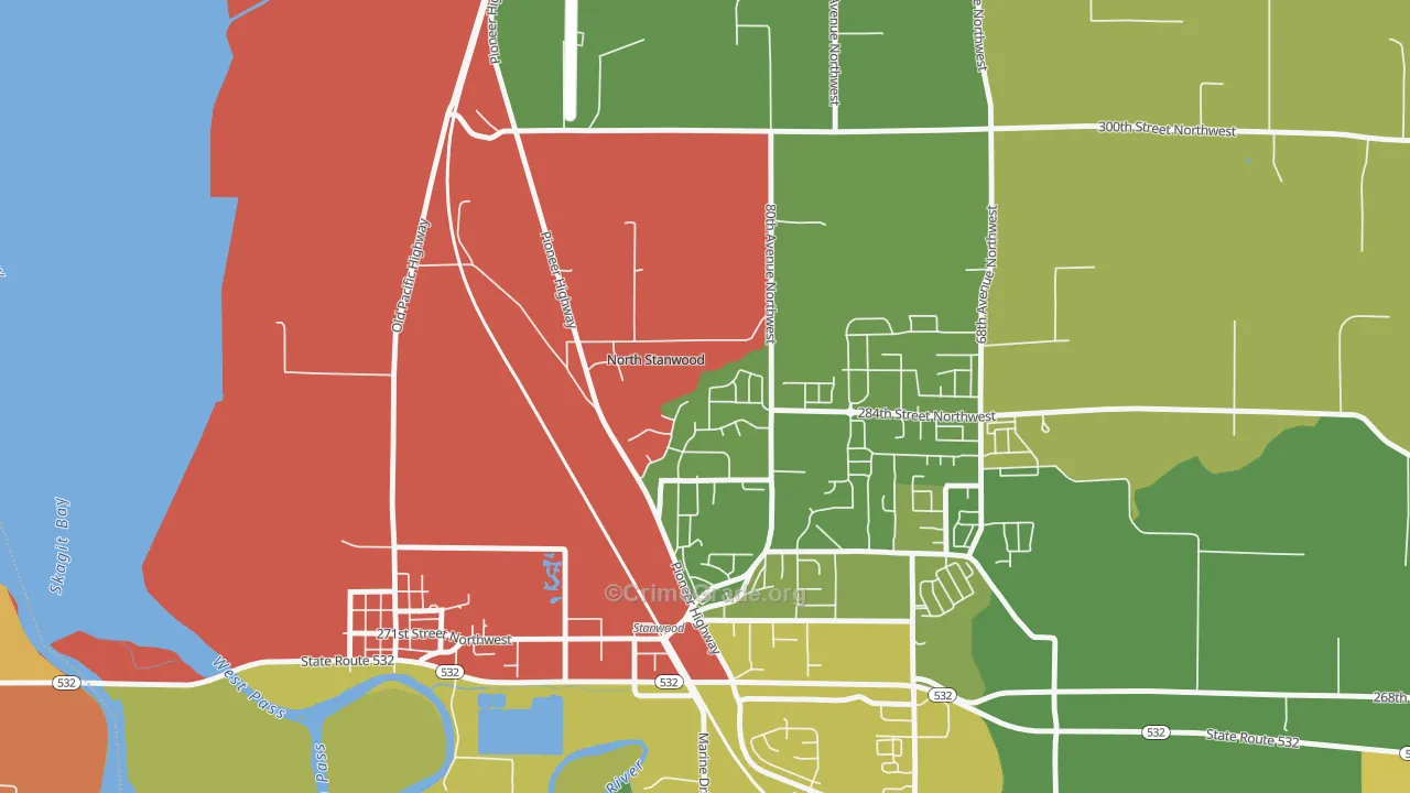 Northwest Stanwood, WA Map of Drug-Related Crime Rates