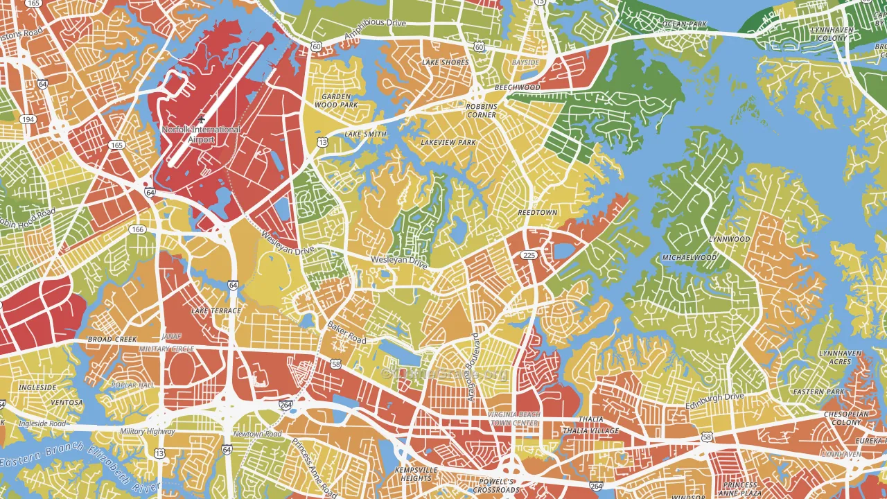 Northwest, Virginia Beach, VA Map of Drug-Related Crime Rates
