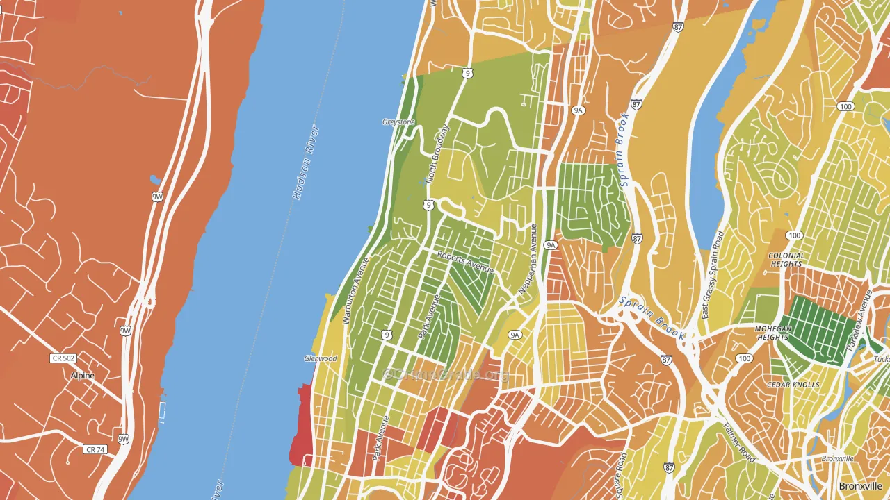 Northwest Yonkers, Yonkers, NY Map of Drug-Related Crime Rates