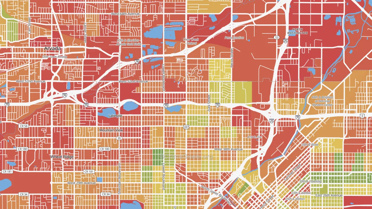 Northwestern Denver, Denver, CO Map of Drug-Related Crime Rates