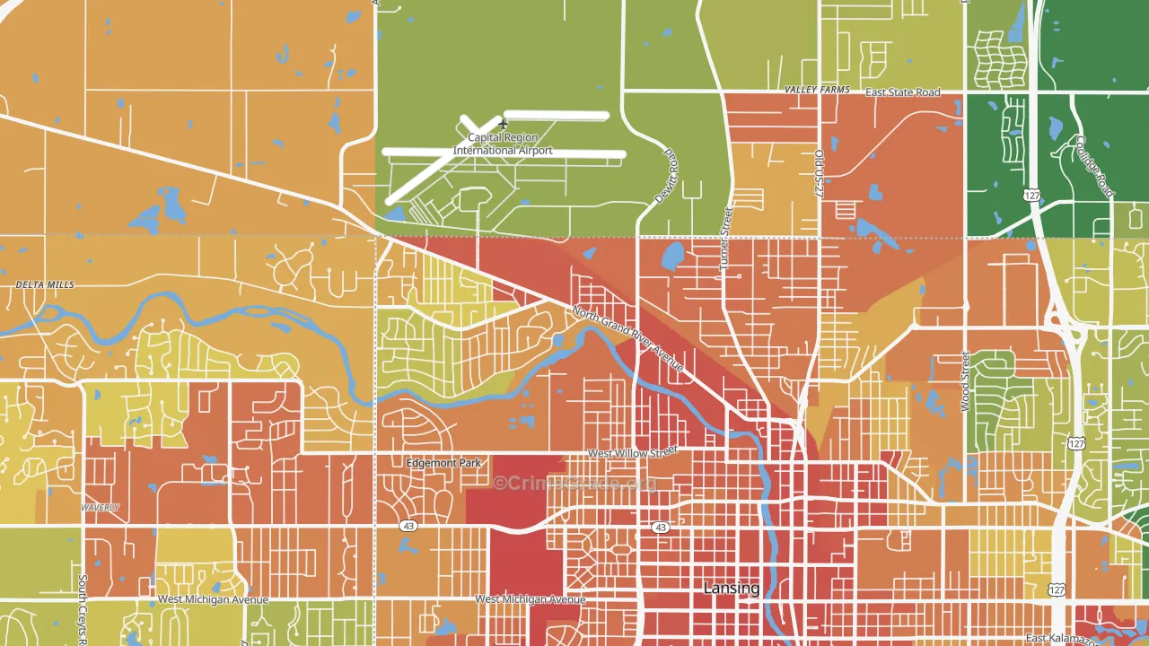 Northwestside, Lansing, MI Map of Drug-Related Crime Rates