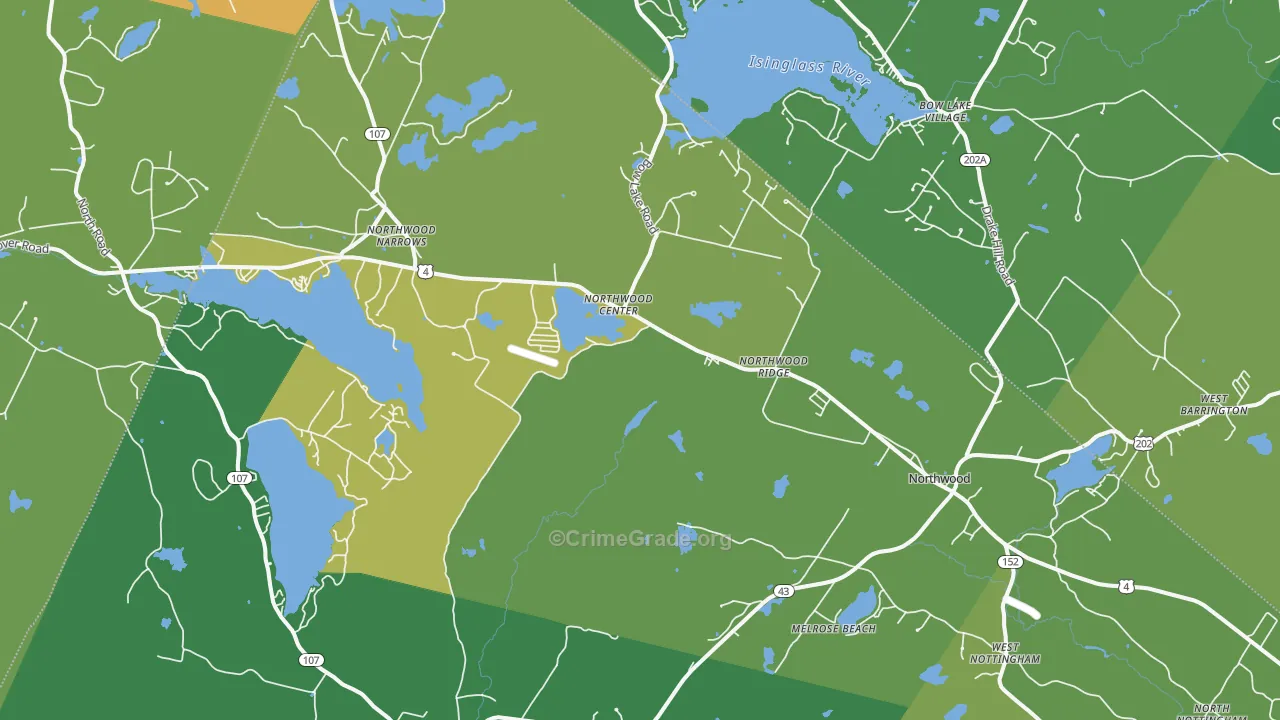Northwood, NH Map of Drug-Related Crime Rates