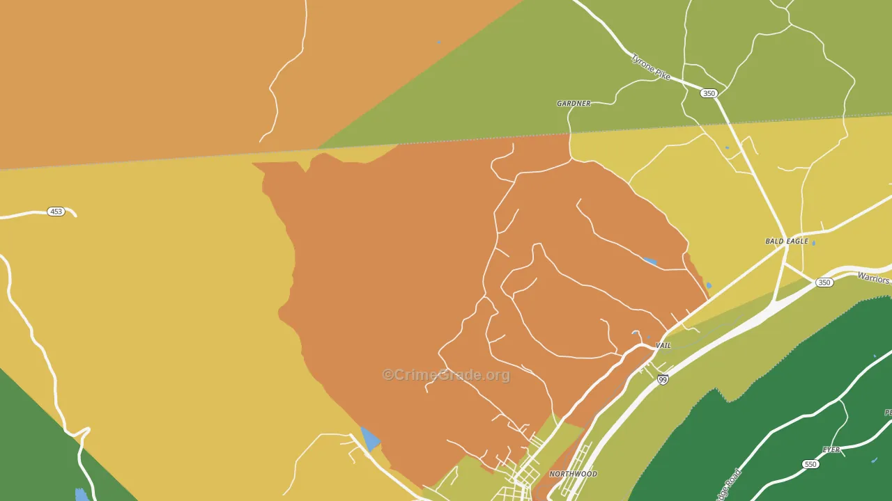 Northwood, PA Map of Drug-Related Crime Rates