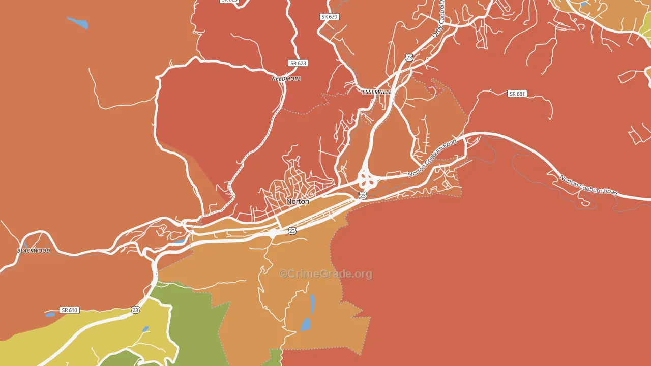 Norton City, VA Map of Drug-Related Crime Rates