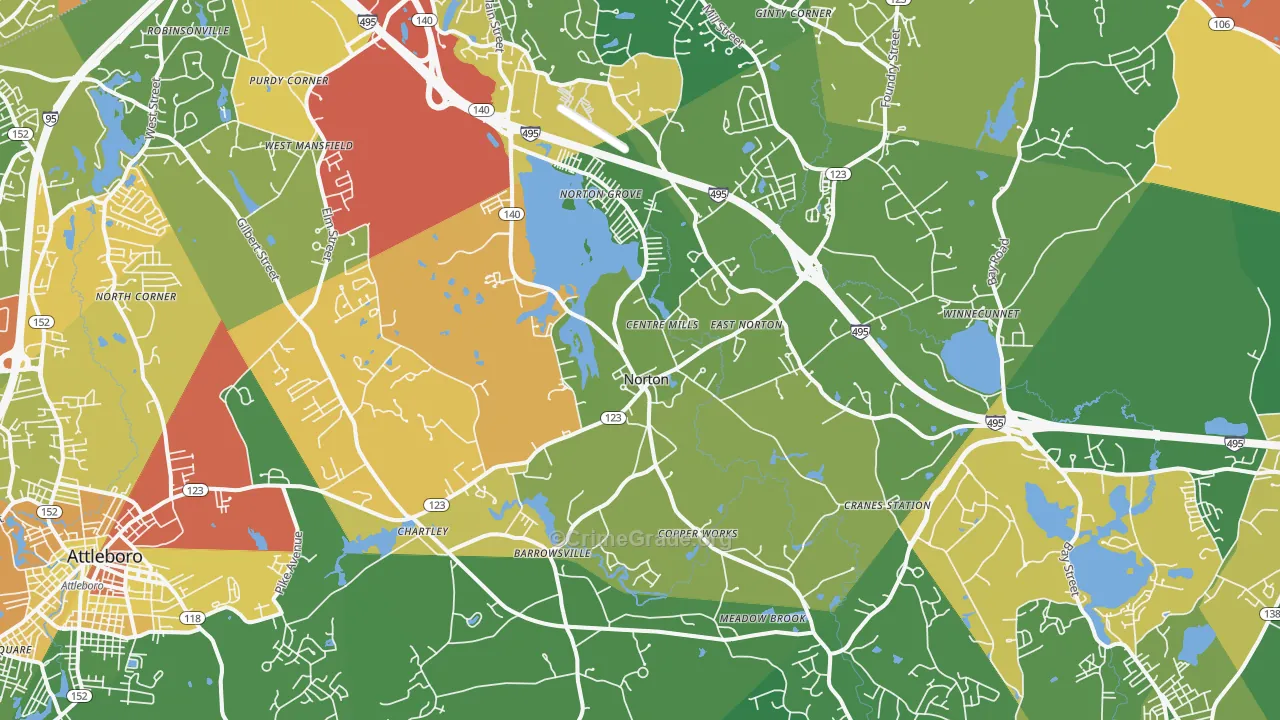 Norton, MA Map of Drug-Related Crime Rates