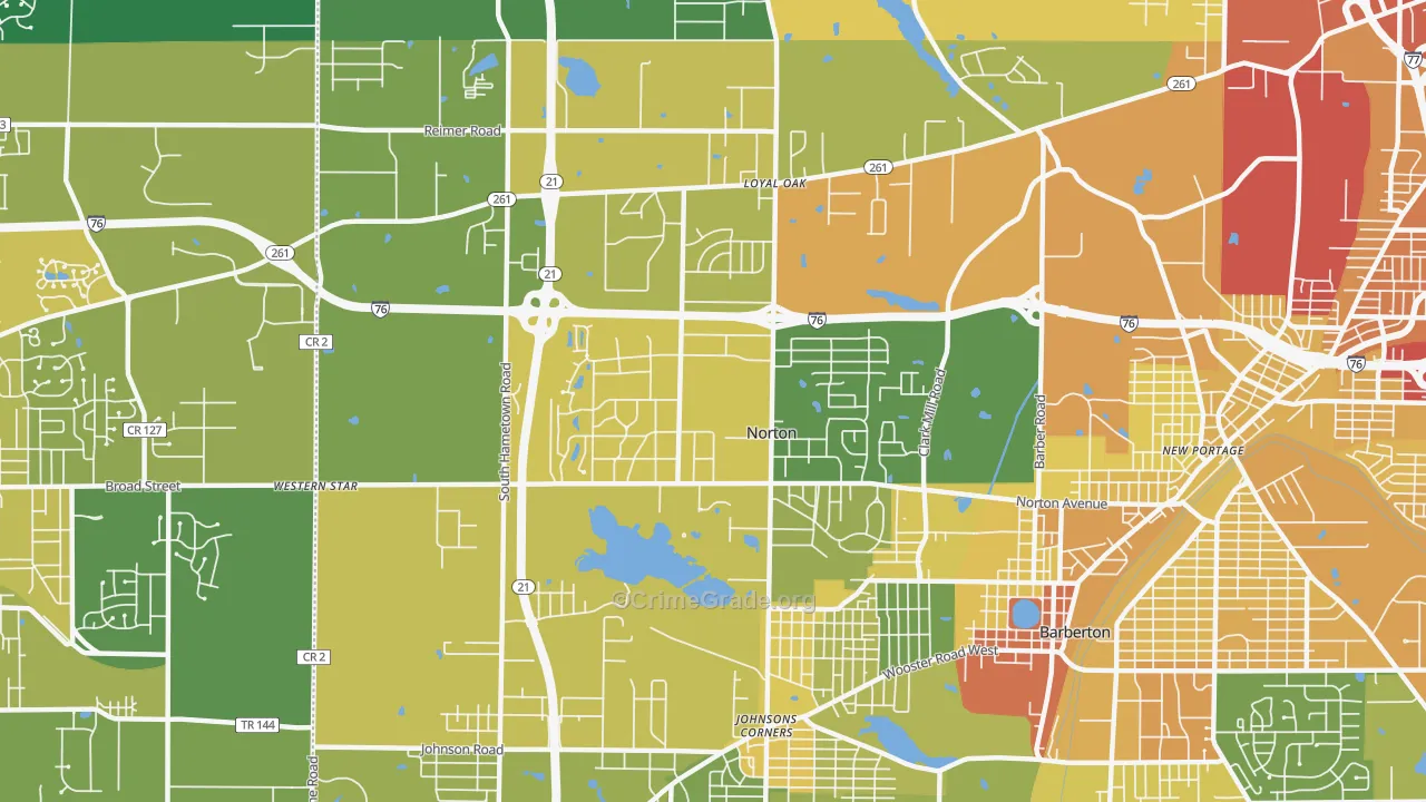 Norton, OH Map of Drug-Related Crime Rates