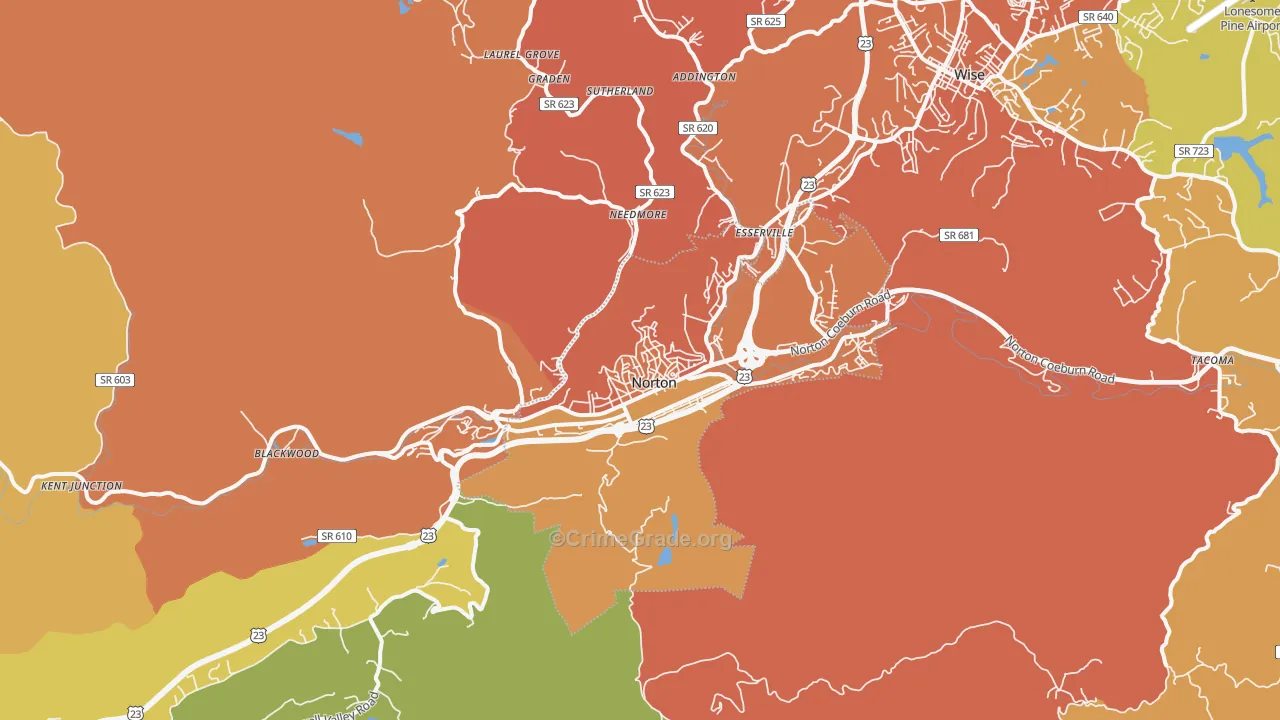 Norton, VA Map of Drug-Related Crime Rates