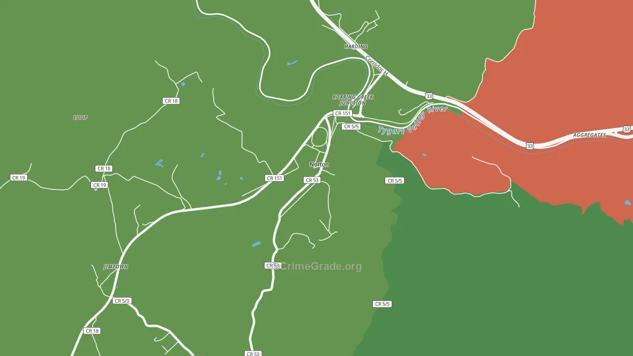 Norton, WV Map of Drug-Related Crime Rates