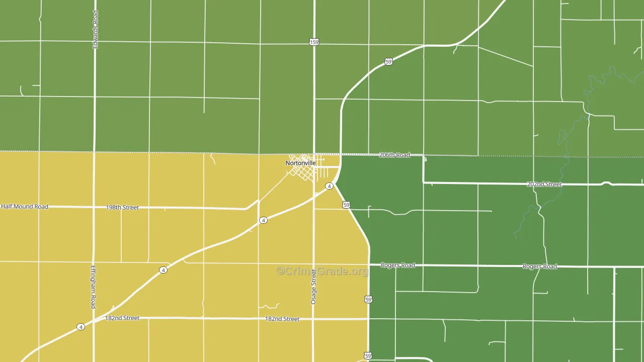 Nortonville, KS Map of Drug-Related Crime Rates