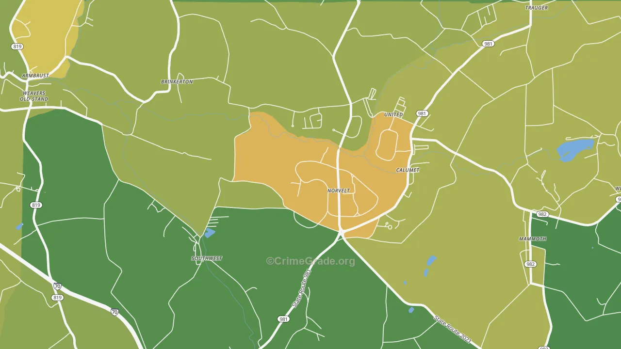 Norvelt, PA Map of Drug-Related Crime Rates