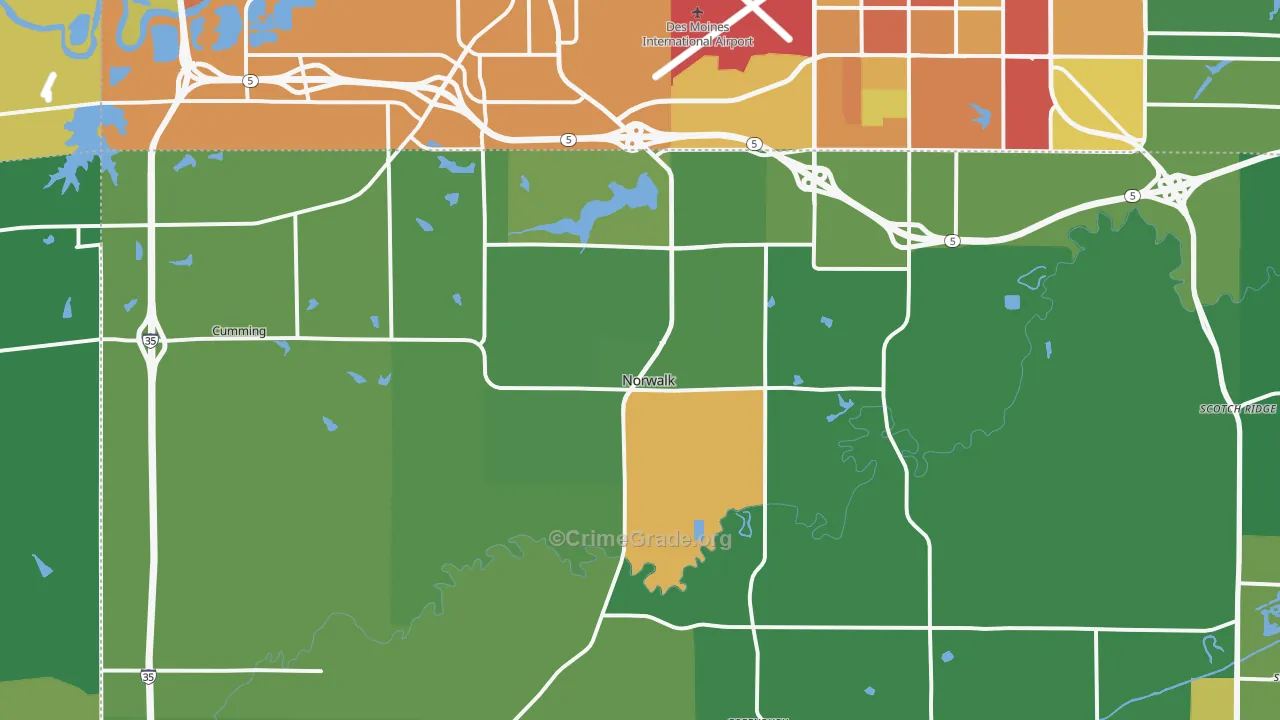 Norwalk, IA Map of Drug-Related Crime Rates